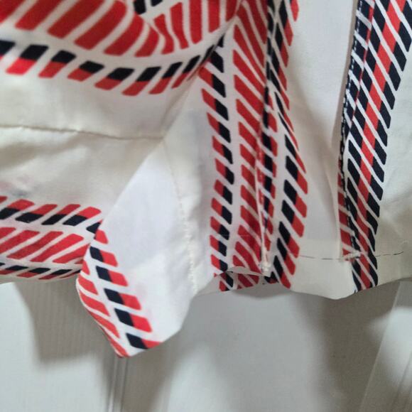 Zara Basic Rope Stripe Pull-On Shorts Large Ivory Red Navy - Picture 8 of 9